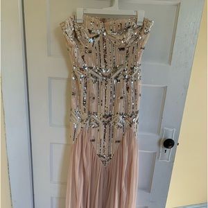 Cream sequins prom dress